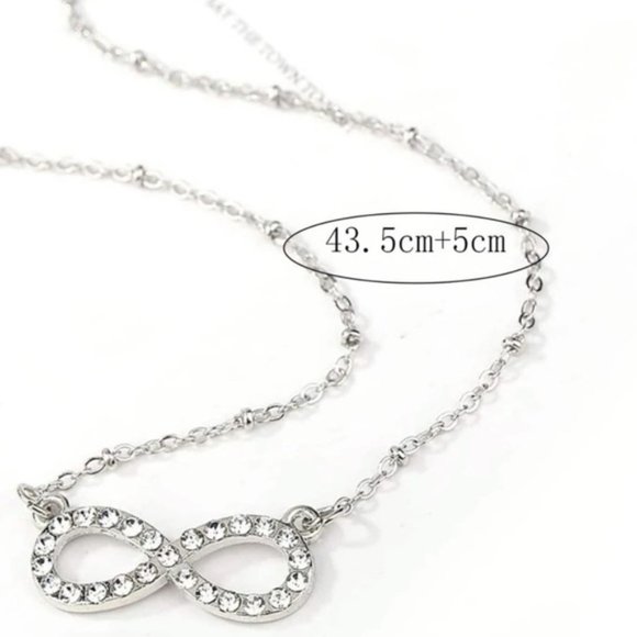 925 Sterling Silver Rhinestone Infinity Charm Necklace for Wedding Party - Picture 3 of 4
